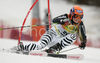 Viktoria Rebensburg of Germany skiing in first run of women giant slalom World Cup race in Maribor, Slovenia. First giant slalom run of 44th Golden Fox trophy and Women FIS Alpine skiing World Cup was held in Maribor, Slovenia, on 12th of January 2008.
