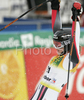 Tessa Worley of France reacts after crossing finish line in second run of women giant slalom World Cup race in Maribor, Slovenia. Giant slalom race of 44th Golden Fox trophy and Women FIS Alpine skiing World Cup was held in Maribor, Slovenia, on 12th of January 2008.
