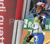 Karen Putzer of Italy reacts after crossing finish line in second run of women giant slalom World Cup race in Maribor, Slovenia. Giant slalom race of 44th Golden Fox trophy and Women FIS Alpine skiing World Cup was held in Maribor, Slovenia, on 12th of January 2008.
