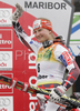 Tanja Poutiainen of Finland celebrating her fifth place won in women giant slalom World Cup race in Maribor, Slovenia. Giant slalom race of 44th Golden Fox trophy and Women FIS Alpine skiing World Cup was held in Maribor, Slovenia, on 12th of January 2008.
