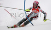 Sandrine Aubert of France skiing in first run of women slalom World Cup race in Maribor, Slovenia. First slalom run of 44th Golden Fox trophy and Women FIS Alpine skiing World Cup was held in Maribor, Slovenia, on 13th of January 2008.
