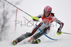 Sandrine Aubert of France skiing in first run of women slalom World Cup race in Maribor, Slovenia. First slalom run of 44th Golden Fox trophy and Women FIS Alpine skiing World Cup was held in Maribor, Slovenia, on 13th of January 2008.
