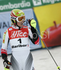 Third placed Marlies Schild of Austria reacts after crossing finish line in second run of women slalom World Cup race in Maribor, Slovenia. Slalom race of 44th Golden Fox trophy and Women FIS Alpine skiing World Cup was held in Maribor, Slovenia, on 13th of January 2008.
