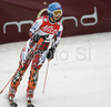  reacts after crossing finish line in second run of women slalom World Cup race in Maribor, Slovenia. Slalom race of 44th Golden Fox trophy and Women FIS Alpine skiing World Cup was held in Maribor, Slovenia, on 13th of January 2008.
