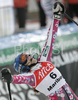 Second placed Veronika Zuzulova of Slovakia reacts after crossing finish line in second run of women slalom World Cup race in Maribor, Slovenia. Slalom race of 44th Golden Fox trophy and Women FIS Alpine skiing World Cup was held in Maribor, Slovenia, on 13th of January 2008.
