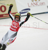 Winner Nicole Hosp of Austria skiing in second run of women slalom World Cup race in Maribor, Slovenia. Slalom race of 44th Golden Fox trophy and Women FIS Alpine skiing World Cup was held in Maribor, Slovenia, on 13th of January 2008.
