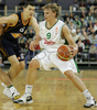 Teemu Rannikko (no. 9) of Union Olimpija (R) and Vlado Ilievski (no 6) of Lottomatica Roma (L) during match of Euroleague League between KK Union Olimpija, Ljubljana, Slovenia and Lottomatica Roma, Italy. Match ended with victory of Union Olimpija, who defeated Lottomatica Roma with 82-73. Match between KK Union Olimpija and Lottomatica Roma was played in Tivoli hall in Ljubljana, Slovenia on 1. November 2006.
