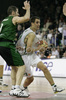 Domen Lorbek (no. 23) of Union Olimpija (R) passing by Paco Vazquez (no.9) of DKV Joventut (L) during match of 7th round of Basketball Euroleague League between KK Union Olimpija, Ljubljana, Slovenia and DKV Joventut, Badalona, Spain . Match ended with victory of DKV Joventut, who defeated Union Olimpija with 67:69. Match between KK Union Olimpija and DKV Joventut was played in Tivoli Arena in Ljubljana, Slovenia on 7. December 2006.
