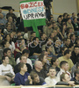 Spectators are asking Santa Clause to take management of Union Olimpija. Match ended with victory of Union Olimpija, who defeated Cibona with 92:88. Match between Union Olimpija and Cibona was played in Tivoli Arena in Ljubljana, Slovenia on 14. December 2006.

