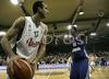 Ivica Jurkovic (no. 13) of Union Olimpija (L) is trying to pass the ball while Brindley Wright (no.00) of Cibona is trying to block him during match of 8th round of Basketball Euroleague League between KK Union Olimpija, Ljubljana, Slovenia and Cibona Zagreb, Croatia . Match ended with victory of Union Olimpija, who defeated Cibona with 92:88. Match between Union Olimpija and Cibona was played in Tivoli Arena in Ljubljana, Slovenia on 14. December 2006.
