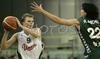 Teemu Rannikko (no. 9) of Union Olimpija (L) and Alfonso Sanchez of Unicaja (R) during match of 11th round of Basketball Euroleague League between KK Union Olimpija, Ljubljana, Slovenia and Unicaja, Malaga, Spain. Match ended with victory of Union Olimpija, who defeated Unicaja with 87:59. Match between KK Union Olimpija and Unicaja was played in Tivoli Arena in Ljubljana, Slovenia on 10. January 2007.
