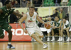 Dejan Hohler (no. 10) of Union Olimpija (R) and Florent Pietrus (no.11) of Unicaja (L) during match of 11th round of Basketball Euroleague League between KK Union Olimpija, Ljubljana, Slovenia and Unicaja, Malaga, Spain. Match ended with victory of Union Olimpija, who defeated Unicaja with 87:59. Match between KK Union Olimpija and Unicaja was played in Tivoli Arena in Ljubljana, Slovenia on 10. January 2007.
