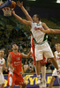 Marko Milic (no. 12) of Union Olimpija scoring during match of NLB League between KK Union Olimpija, Ljubljana, Slovenia and KK Hemofarm, Vrsac, Serbia. Match ended with victory of Hemofarm, who defeated Union Olimpija with 68:73. Match between KK Union Olimpija and KK Hemofarm was played in Tivoli hall in Ljubljana, Slovenia on 21. October 2006.
