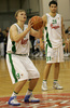 Teemu Rannikko (no. 9) of Union Olimpija throwing free throws during match of NLB League between KK Union Olimpija, Ljubljana, Slovenia and KK Hemofarm, Vrsac, Serbia. Match ended with victory of Hemofarm, who defeated Union Olimpija with 68:73. Match between KK Union Olimpija and KK Hemofarm was played in Tivoli hall in Ljubljana, Slovenia on 21. October 2006.
