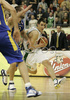 Domen Lorbek (no.23) of Union Olimpija (R) while Slavko Duscak (no. ) of Union Olimpija (L) was trying to block him during match of 13th round of Basketball Euroleague League between KK Union Olimpija, Ljubljana, Slovenia and Maccabi Elite, Tel Aviv, Israel. Match ended with victory of Union Olimpija, who defeated Maccabi Elite with 77:75. Match between KK Union Olimpija and Maccabi Elite was played in Tivoli Arena in Ljubljana, Slovenia on 25. January 2007.
