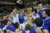 Players of Helios Domzale are celebrating their victory in final match of Spar Cup between KK Union Olimpija, Ljubljana, Slovenia and Helios Domzale, Slovenia. Match ended with victory of Helios Domzale, who defeated Union Olimpija with 77:70. Match between KK Union Olimpija and Helios Domzale was played in Kodeljevo hall in Ljubljana, Slovenia on 11. February 2007.
