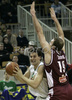 Goran Jurak (no.4) of Union Olimpija (L) and Dzenan Rahimic (no.19) of KK Bosna (R) during NLB league match of 21. round between KK Union Olimpija, Ljubljana, Slovenia and KK Bosna Asa BH Telecom, Sarajevo, Bosnia and Hercegovina. Match ended with victory of Union Olimpija, who defeated KK Bosna ASA BTH with 93:68. Match between KK Union Olimpija and KK Bosna Asa BHT was played in Tivoli Arena in Ljubljana, Slovenia on 17. February 2007.

