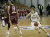 Teemu Rannikko (no.9) of Union Olimpija (R) attacking while Dzenan Rahimic (no.19) of KK Bosna (M) and Ernest Bremer (no.22) of KK Bosna (L) are trying to stop him during NLB league match of 21. round between KK Union Olimpija, Ljubljana, Slovenia and KK Bosna Asa BH Telecom, Sarajevo, Bosnia and Hercegovina. Match ended with victory of Union Olimpija, who defeated KK Bosna ASA BTH with 93:68. Match between KK Union Olimpija and KK Bosna Asa BHT was played in Tivoli Arena in Ljubljana, Slovenia on 17. February 2007.
