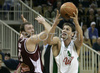 Goran Jurak (no.4) of Union Olimpija (R) and Dzenan Rahimic (no.19) of KK Bosna (L) during NLB league match of 21. round between KK Union Olimpija, Ljubljana, Slovenia and KK Bosna Asa BH Telecom, Sarajevo, Bosnia and Hercegovina. Match ended with victory of Union Olimpija, who defeated KK Bosna ASA BTH with 93:68. Match between KK Union Olimpija and KK Bosna Asa BHT was played in Tivoli Arena in Ljubljana, Slovenia on 17. February 2007.
