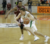 Dejan Hohler (no.10) of Union Olimpija (F) attacking next to Ernest Bremer (no.22) of KK Bosna (B) during NLB league match of 21. round between KK Union Olimpija, Ljubljana, Slovenia and KK Bosna Asa BH Telecom, Sarajevo, Bosnia and Hercegovina. Match ended with victory of Union Olimpija, who defeated KK Bosna ASA BTH with 93:68. Match between KK Union Olimpija and KK Bosna Asa BHT was played in Tivoli Arena in Ljubljana, Slovenia on 17. February 2007.
