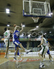 Goran Juran (no.4) of Union Olimpija (L) jumping for ball in attack with Smiljan Pavic (no.9) of Helios Domzale (R) during match of 22nd round of Basketball NLB League between KK Union Olimpija, Ljubljana, Slovenia and Helios Domzale, Slovenia. Match ended with victory of Helios Domzale, who defeated Union Olimpija with 64:59. Match between KK Union Olimpija and Helios Domzale was played in Tivoli Arena in Ljubljana, Slovenia on 25. January 2007.
