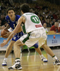 Robert Troha (no.7) of Helios Domzale (L) and Manuchar Markoishvili (no. 11) of Union Olimpija (R) during match of 22nd round of Basketball NLB League between KK Union Olimpija, Ljubljana, Slovenia and Helios Domzale, Slovenia. Match ended with victory of Helios Domzale, who defeated Union Olimpija with 64:59. Match between KK Union Olimpija and Helios Domzale was played in Tivoli Arena in Ljubljana, Slovenia on 25. January 2007.
