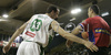 Ivica Jurkovic (no. 13) of Union Olimpija (L) in discussion with referee during match of 22nd round of Basketball NLB League between KK Union Olimpija, Ljubljana, Slovenia and Helios Domzale, Slovenia. Match ended with victory of Helios Domzale, who defeated Union Olimpija with 64:59. Match between KK Union Olimpija and Helios Domzale was played in Tivoli Arena in Ljubljana, Slovenia on 25. January 2007.

