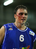 Miha Zalokar (no.6) of Helios Domzale leaving field in blood after incident with Manuchar Markoishvili of Union Olimpija during match of 6th round of UPC Telemach Basketball League between KK Union Olimpija, Ljubljana, Slovenia and Helios Domzale, Slovenia. Match ended with victory of Helios Domzale, who defeated Union Olimpija with 82:87. Match between KK Union Olimpija and Helios Domzale was played in Tivoli Arena in Ljubljana, Slovenia on 14. April 2007.
