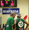 Teemu Rannikko (no.9) of Union Olimpija (L) giving advices to his teammate Tyrell Dwayne Lee (no.15) of Union Olimpija (R) during last match Basketball National Championship finals between Helios Domzale, Slovenia and KK Union Olimpija, Ljubljana, Slovenia. Match ended with victory of Helios Domzale, who defeated Union Olimpija with 82:65. Match between Helios Domzale and KK Union Olimpija was played in Domzale, Slovenia on 10. June 2007. With this victory Helios Domzale won National champion title for year 2007.
