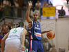 Tony Parker (no.9) of France (R) signaling to his teammates while Jaka Lakovic (no.5) of Slovenia (L) is guarding him during friendly match between Slovenia and France. Match ended with victory of France, who defeated Slovenia with 87:90. Match between Slovenia and France was played in Tabor Arena in Maribor, Slovenia on 25. August 2007.

