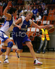 Taru Tuukkanen (no.5) of Finland (R) and Katja Temnik (no.7) of Slovenia (L) during match of additional qualification round for Women Basketball European Championships between Slovenia and Finland. Match ended with victory of Slovenia, who defeated Finland with 72:56. Match between Slovenia and Finland was played in Slovenske Konjice, Slovenia on 5. September 2007.
