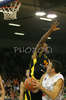 Sasa Doncic (no.4) of Union Olimpija (R) trying to score while Mustafa Shakur (no.11) of Prokom Trefl (L) blocking him during match of 7th round of Basketball Euroleague between Union Olimpija, Ljubljana, Slovenia and Prokom Trefl Sopot, Sopot, Poland. Match ended with victory of Union Olimpija, who defeated Prokom Trefl with 68:49. Match between KK Union Olimpija and Prokom Trefl was played in Tivoli Arena in Ljubljana, Slovenia on 6. December 2007.
