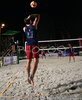 Andrej Flajs and Rok Satler of VKH Tv Pika and Gregor Perhaj and Alen Djordjevic Kamenik of Boznar and Partner during final match of Men National championships in beach volleyball between team VKH Tv Pika and team Boznar and Partner. Final match of Men National championships in beach volleyball was held in Kranj, Slovenia on 28th of July 2007. Match was won by VKH Tv Pika.
