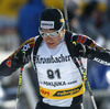 Third placed Andreas Birnbacher of Germany leaving shooting place after second shooting during sprint competition of the Biathlon World Cup in Pokljuka. Biathlon Ruhrgas World Cup was held on Pokljuka, Slovenia between 16. and 20.February 2005. Biathletes were competing on Wednesday in 10km sprint race which was won by Alexandre Syman of Belarus, Sergei Roshkov of Russia placed second while Andreas Birnbacher of Germany finished third.
