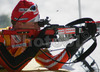 Marek Matiasko of Slovakia during prone shooting in during men sprint race of e.on Ruhrgas IBU Biathlon World cup which was held on Pokljuka, Slovenia on 8.March 2006.
