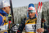 Portrait of Raphael Poiree of France (R) and Carl Johan Bergman of Sweden (L) after men sprint race of e.on Ruhrgas IBU Biathlon World cup which was held on Pokljuka, Slovenia on 8.March 2006.
