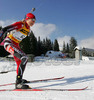 Zina Kocher of Canada skiing during women sprint race of e.on Ruhrgas IBU Biathlon World cup which was held on Pokljuka, Slovenia on 9.March 2006.
