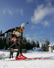 Nina Kadeva of Bulgaria skiing during women sprint race of e.on Ruhrgas IBU Biathlon World cup which was held on Pokljuka, Slovenia on 9.March 2006.
