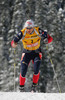 Second placed Raphael Poiree of France skiing during men pursuit race of e.on Ruhrgas IBU Biathlon World cup which was held on Pokljuka, Slovenia on 11.March 2006.
