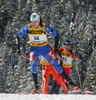 Timo Antila of Finland skiing during men pursuit race of e.on Ruhrgas IBU Biathlon World cup which was held on Pokljuka, Slovenia on 11.March 2006.
