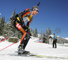 Andreas Birnbacher of Germany skiing during men pursuit race of e.on Ruhrgas IBU Biathlon World cup which was held on Pokljuka, Slovenia on 11.March 2006.

