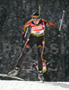 Third placed Katrin Apel of Germany skiing during women pursuit race of e.on Ruhrgas IBU Biathlon World cup which was held on Pokljuka, Slovenia on 11.March 2006.
