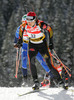 Katja Beer of Germany skiing during women pursuit race of e.on Ruhrgas IBU Biathlon World cup which was held on Pokljuka, Slovenia on 11.March 2006.
