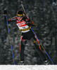 Third placed Katrin Apel of Germany skiing during women pursuit race of e.on Ruhrgas IBU Biathlon World cup which was held on Pokljuka, Slovenia on 11.March 2006.
