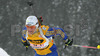 Anna Carin Olofsson of Sweden skiing during mixed relay race of IBU Biathlon World Championship which was held on Pokljuka, Slovenia on 12.March 2006. Race was won by relay of Russia, relay of Norway placed second, while relay of France finished third.
