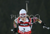 9th placed Katrin Apel of Germany skiing in women sprint race on Pokljuka, Slovenia. IBU Biathlon World Cup sprint race was held on Pokljuka, Slovenia on 17th of January 2007.
