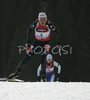 Sylvie Becaert of France skiing in women sprint race on Pokljuka, Slovenia. IBU Biathlon World Cup sprint race was held on Pokljuka, Slovenia on 17th of January 2007.
