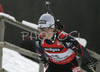 Delphine Peretto of France skiing in women sprint race on Pokljuka, Slovenia. IBU Biathlon World Cup sprint race was held on Pokljuka, Slovenia on 17th of January 2007.
