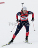 Julie Carraz of France skiing in women sprint race on Pokljuka, Slovenia. IBU Biathlon World Cup sprint race was held on Pokljuka, Slovenia on 17th of January 2007.
