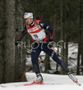 7th placed Vincent Defrasne of France skiing in men sprint race on Pokljuka, Slovenia. IBU Biathlon World Cup sprint race was held on Pokljuka, Slovenia on 18th of January 2007.
